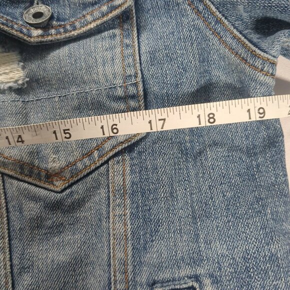 Guess Small Dillon Distressed Ripped Denim Blue Jean Jacket Medium Wash Adult - Picture 5 of 14